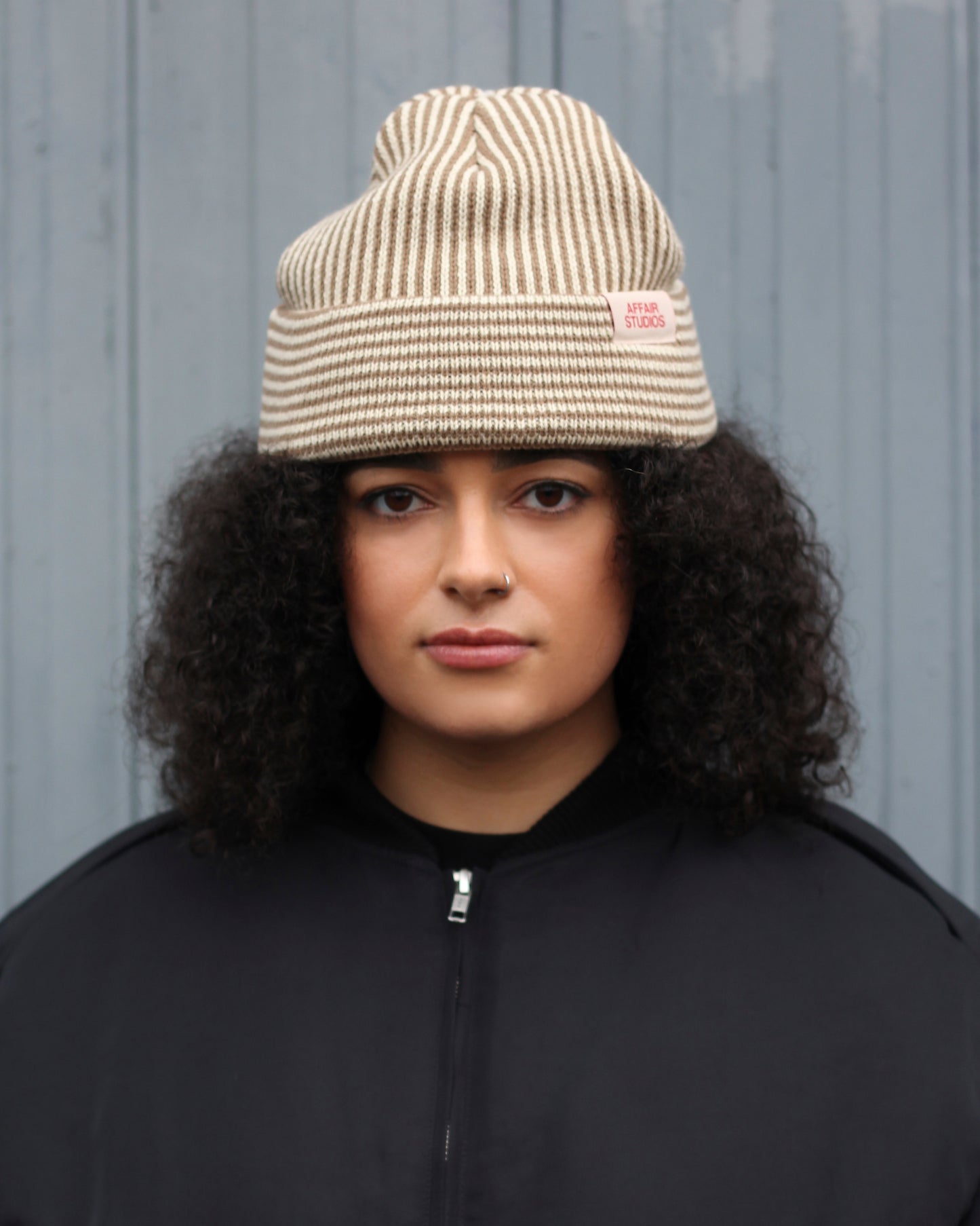 TAUPE/ECRU STRIPY BEANIE